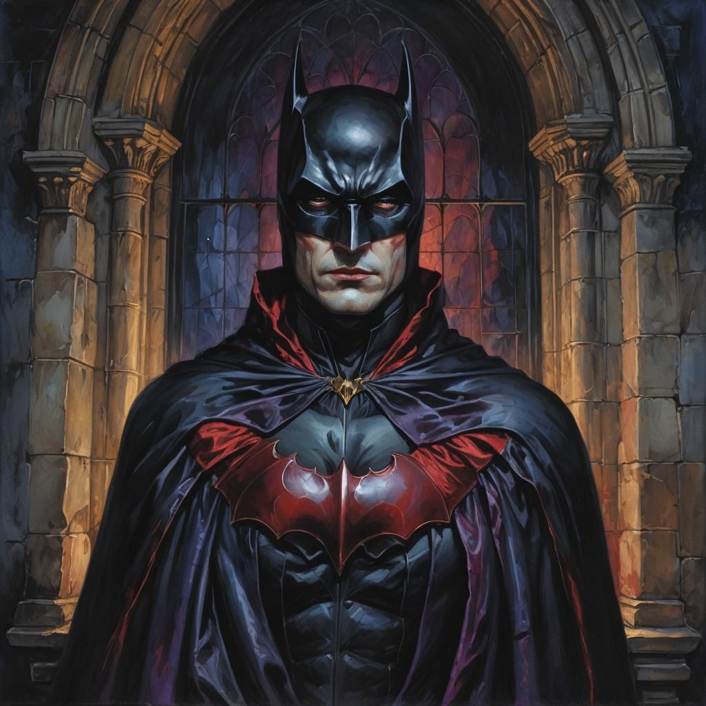 Earl Dracula as Batman: Gothic Fantasy Portrait