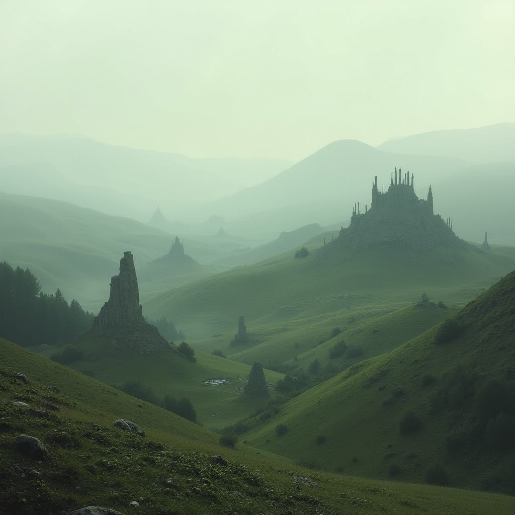 Haunting Ancient Landscape With Ruins and Stone Circles