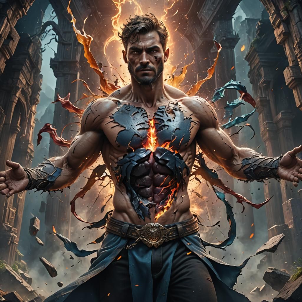 Surreal Human Reveals World Within, Detailed Art