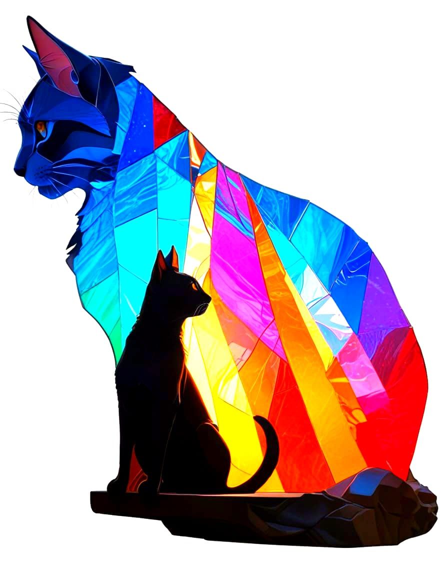 Catfolk Bathed in Rainbow Light as Astral Illustration