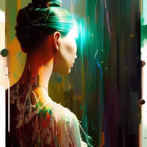 Ballerina with Mirror in Magical Light