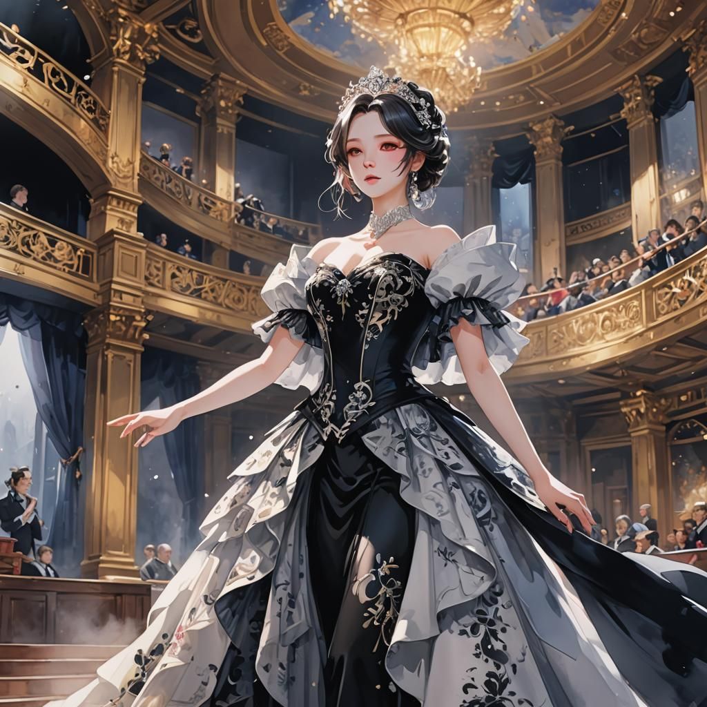 Opera Singer in Watercolor Anime Style