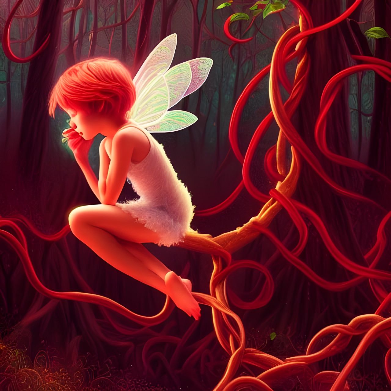 Fairy Entwined in Vines: A Digital Masterpiece