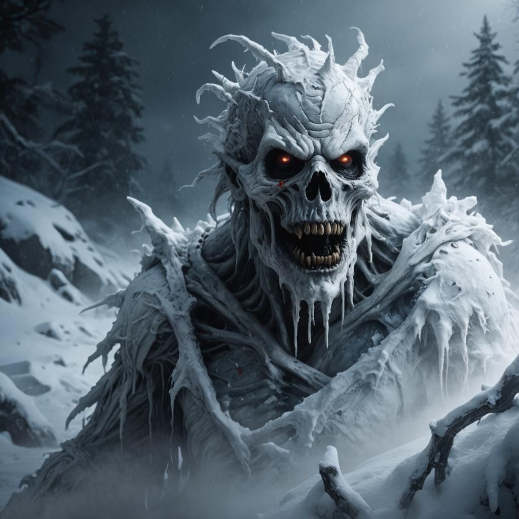 Sinister Undead Ice Creature in Digital Matte Painting