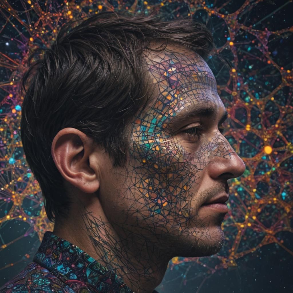 Fractal Portrait in Cosmic Evening Sky