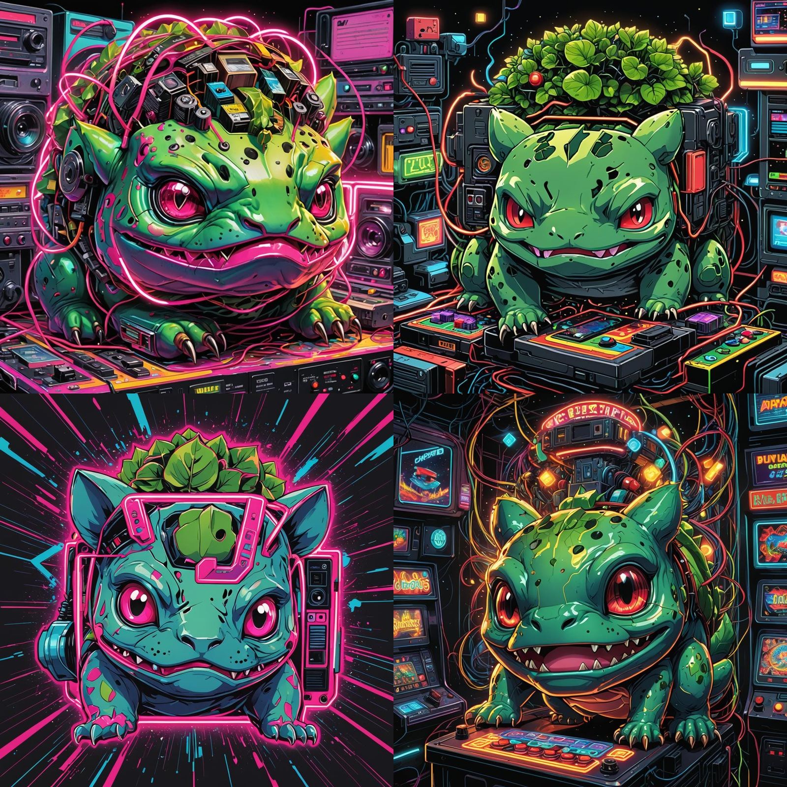 Bulbasaur Retro Comic Book Art Outline