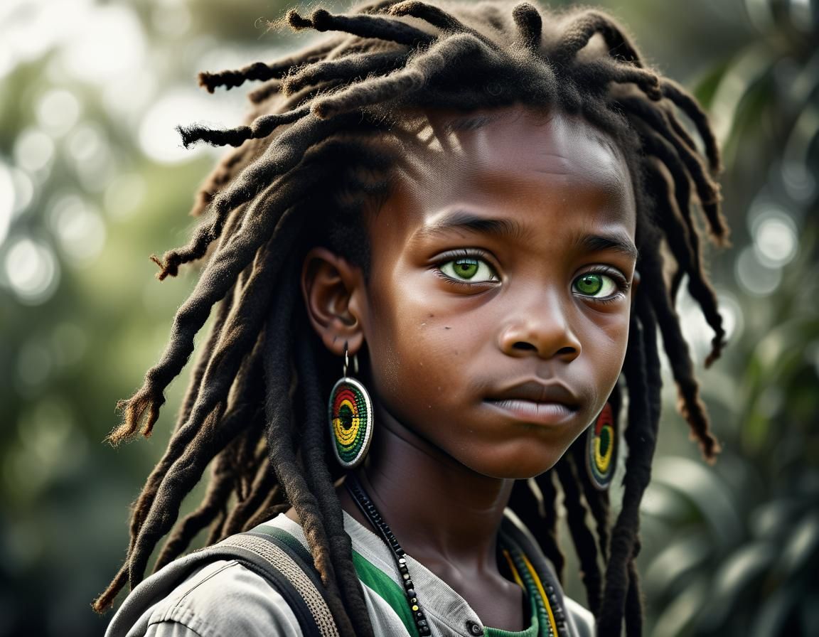 Monochrome Portrait of a Young Rasta Child