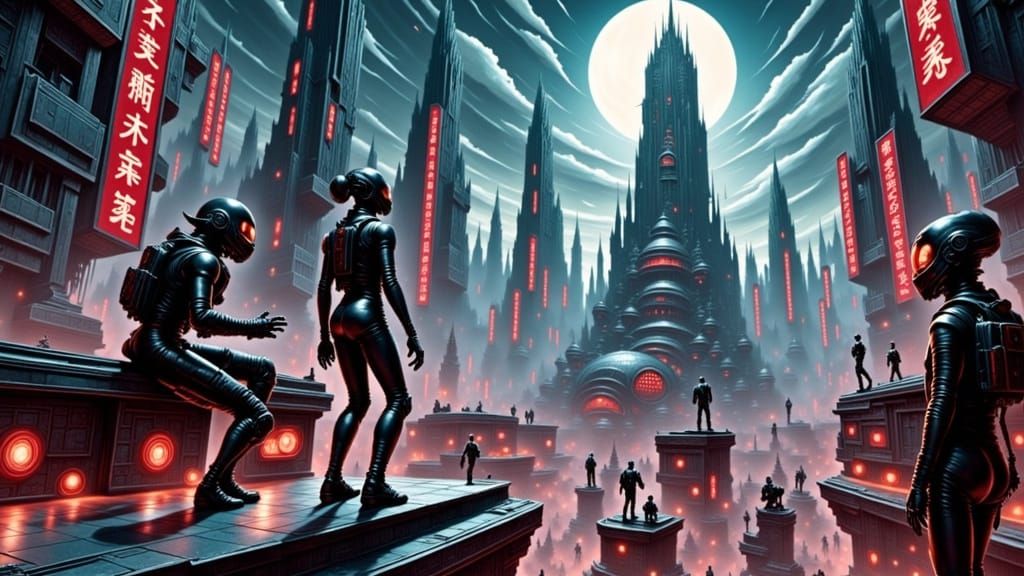 Futuristic Robots Interact with Genetically Engineered Being...