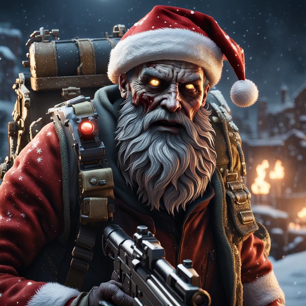 Zombie Santa Claus in 3D Game Art Style