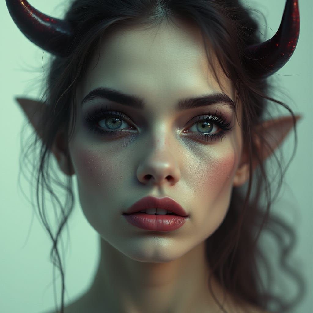 Surreal Portrait of a Woman with Inner Devil