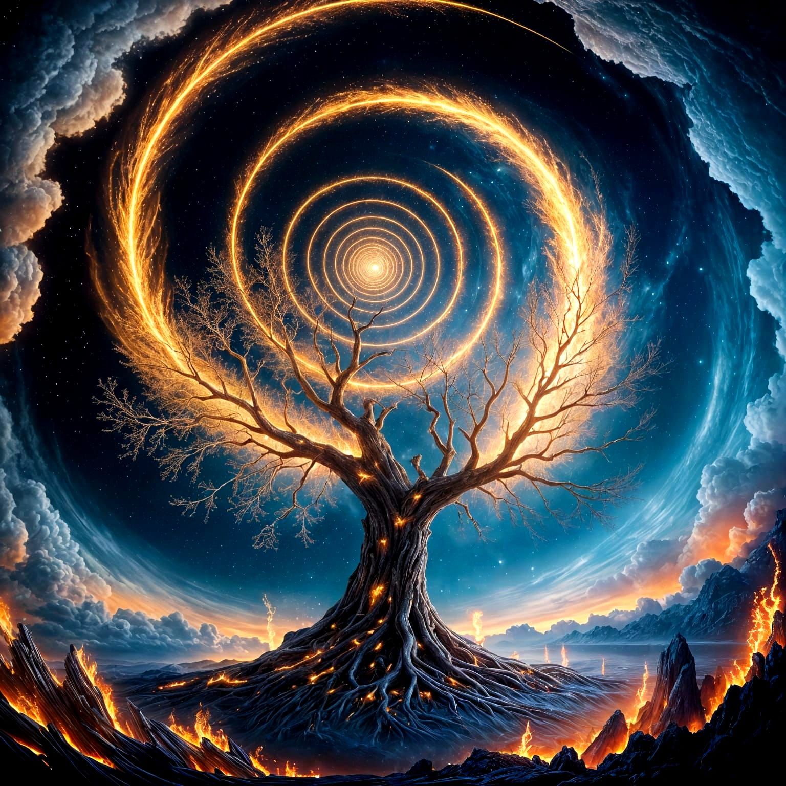 Golden Tree of Dreams Illuminates Cosmic Skies