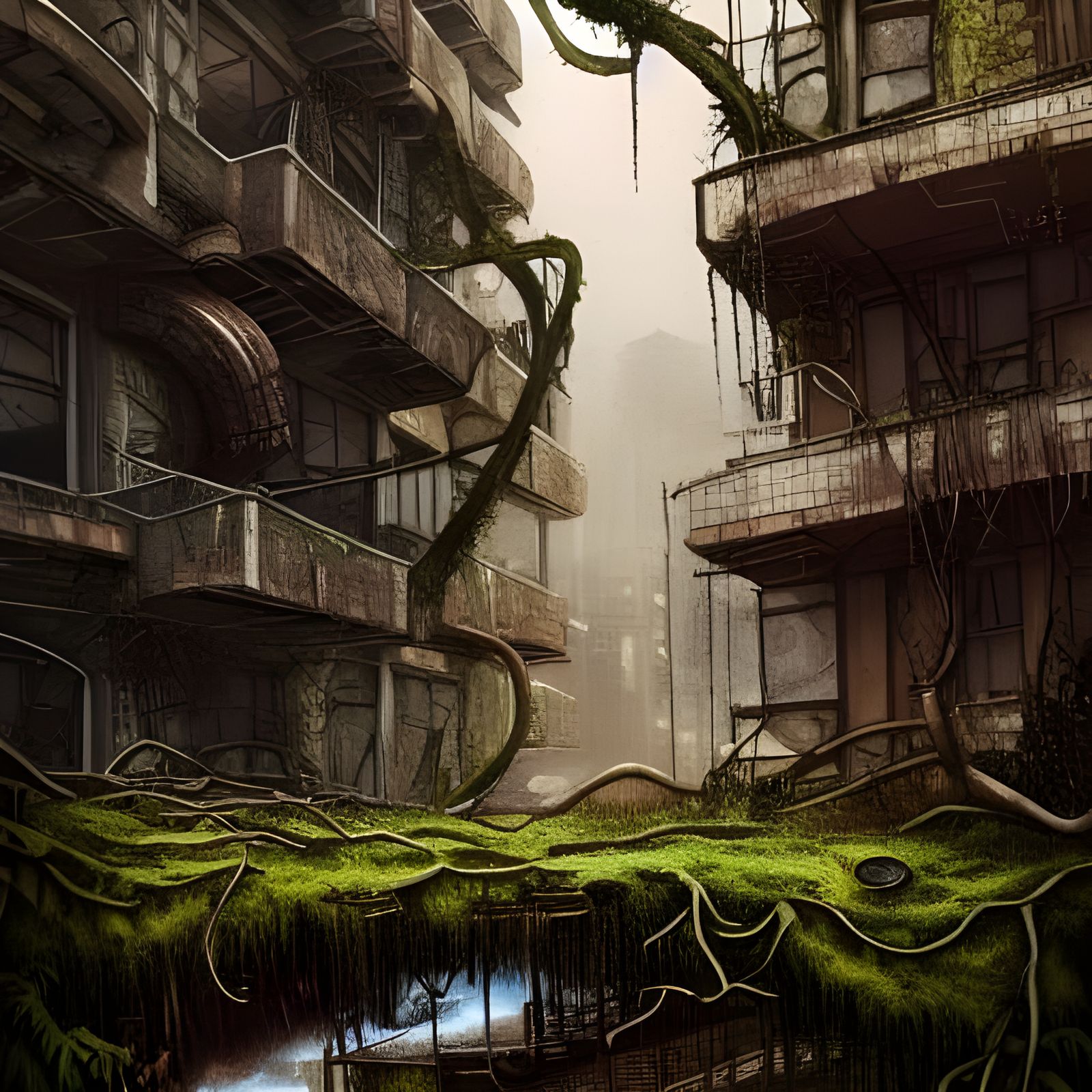 Post-Apocalyptic Steampunk Landscape with Animals