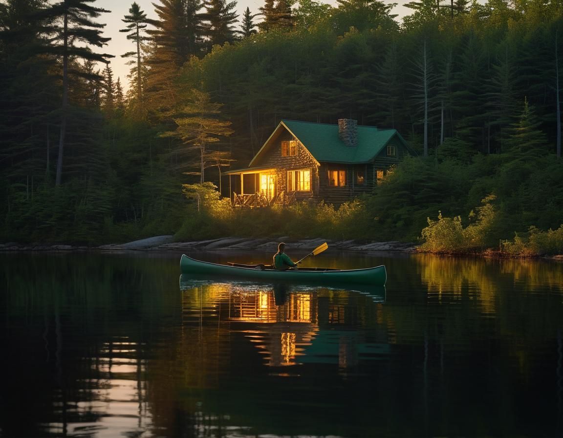 Maine Lakeside Cabin at Magic Hour