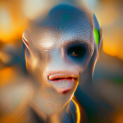 Unearthly Portrait of a Strange Alien Humanoid