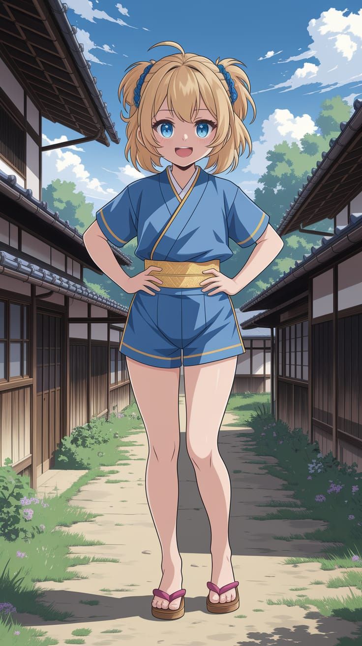 Blonde Tomboy in Jinbei: Anime Key Visual