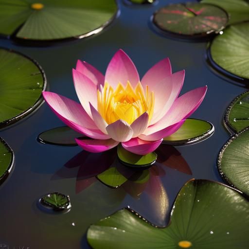 Colorful Lotus Flower in Swamp: Hyperrealistic Photography