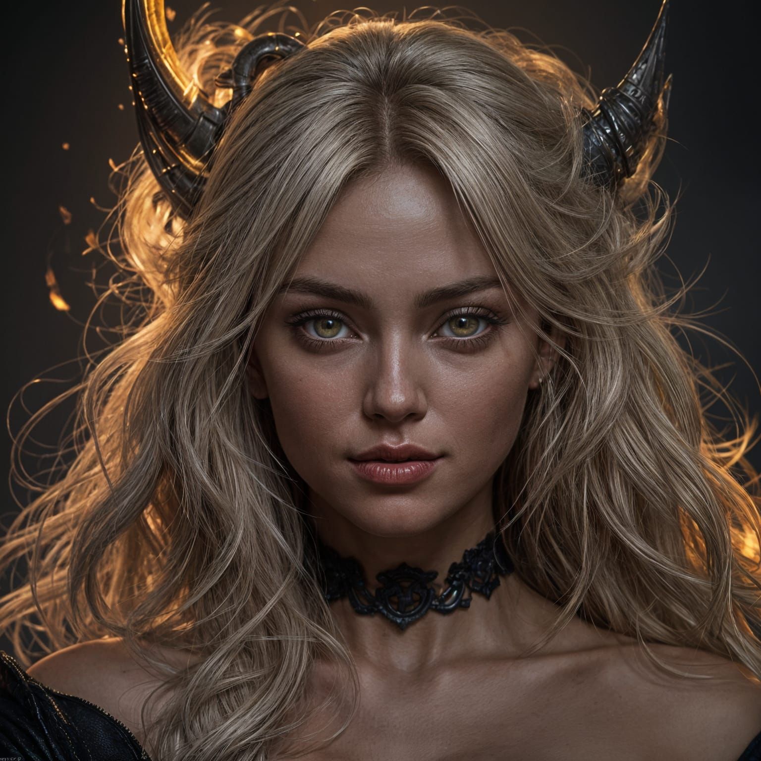 Surreal Demoness Portrait in Triadic Colors