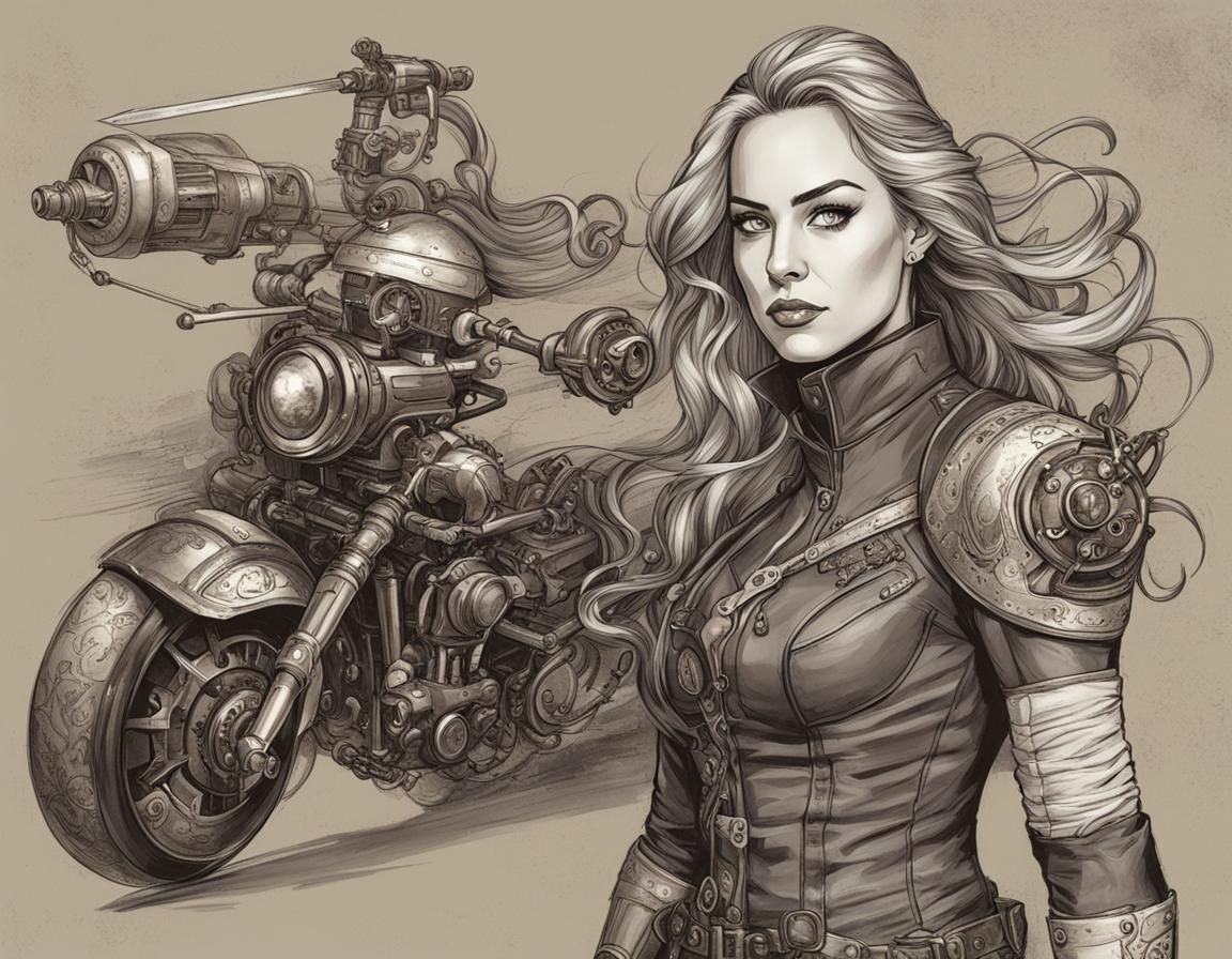 Steampunk Captain Marvel Portrait in Comic Style