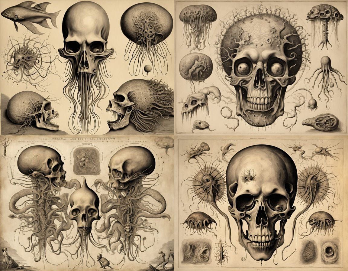 Surreal Autopsy: Dissected Creature in Vintage Style