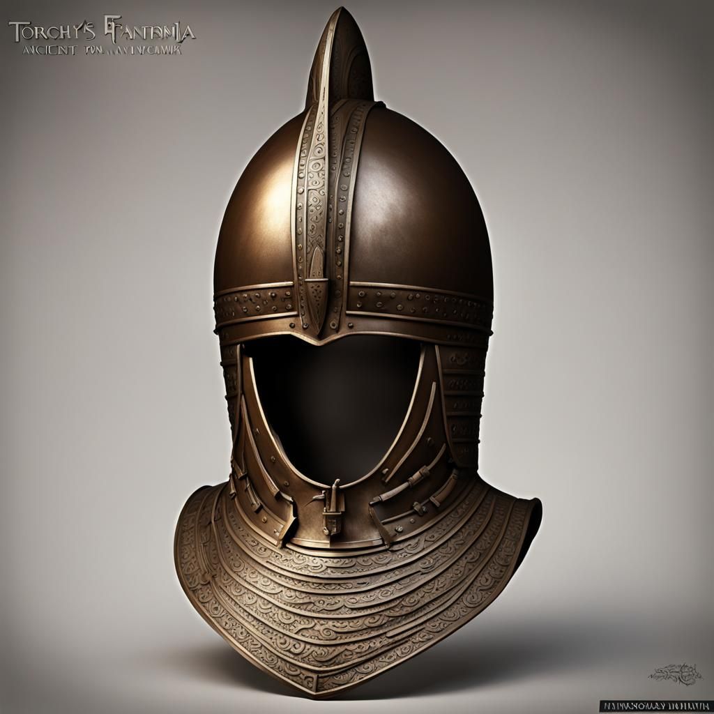 Ancient Mesopotamian Artisan Crafts Bronze Helmet