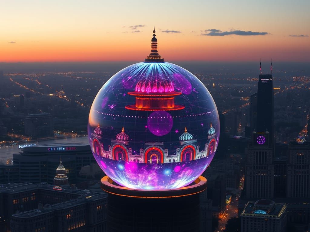Bioluminescent Semisolid Sphere in Babel Metropolis