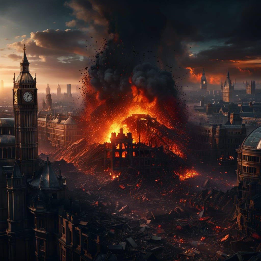 Apocalyptic London in Ruins: Cinematic 3D Render