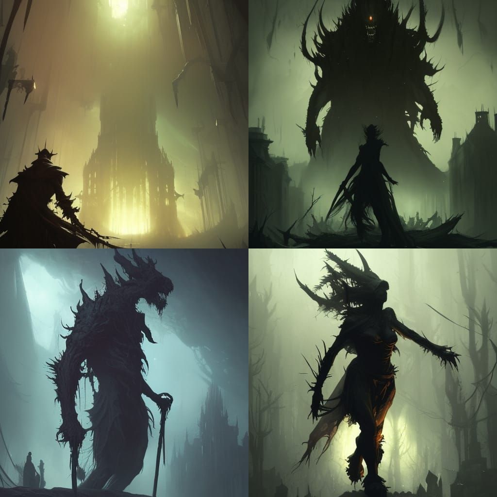 Hyperdetailed Monster in Shadows, Dark Fantasy Concept Art