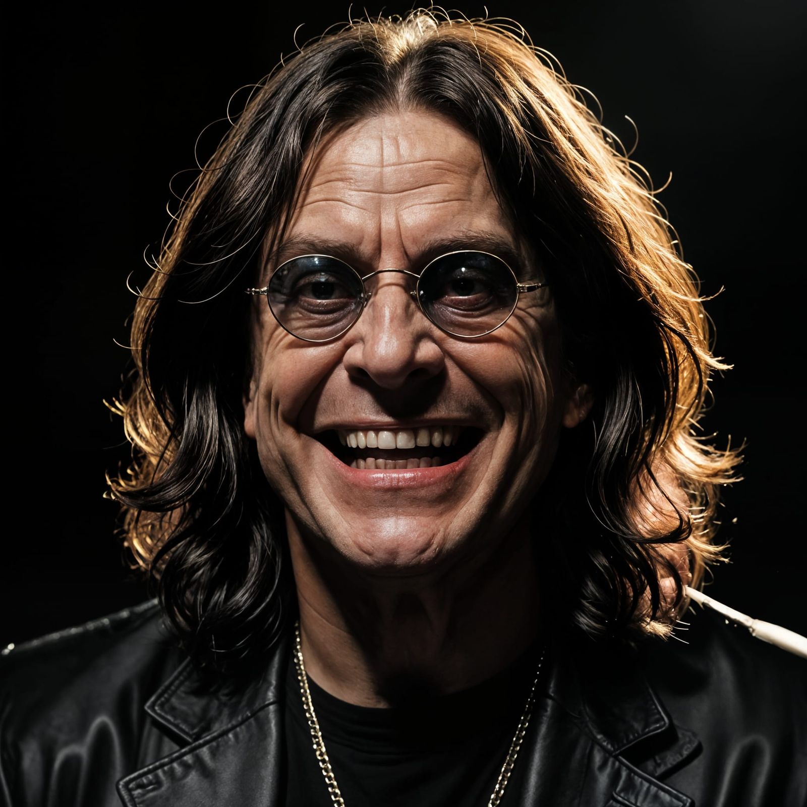 Ominous Shadow Portrait of a Laughing Man in Darkness