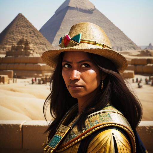 Pioneer at the Pyramids: Gum Bichromate Portrait