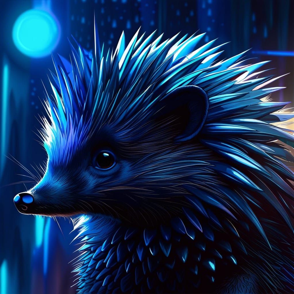 Futuristic Hedgehog Creatures in Dark Duotone