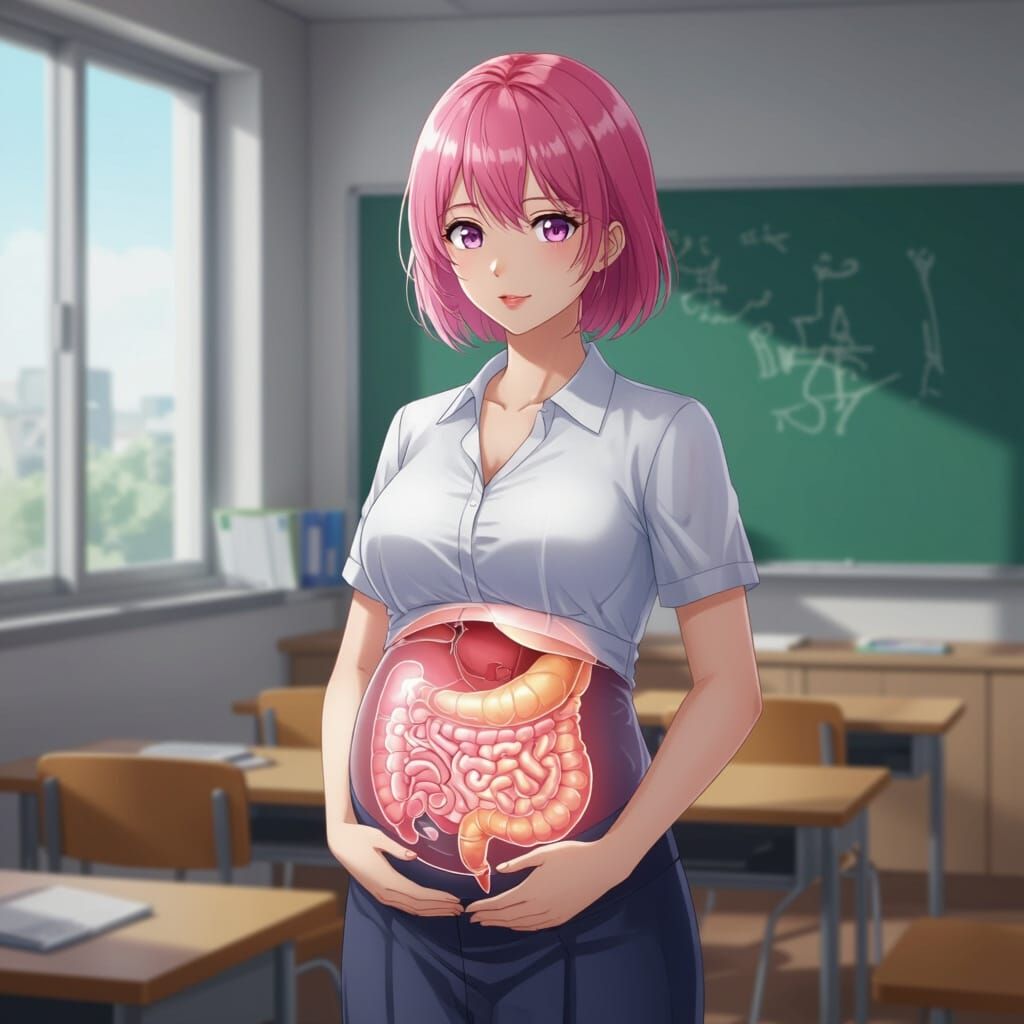 Anime Teacher Reveals Twin Pregnancy in X-Ray Style