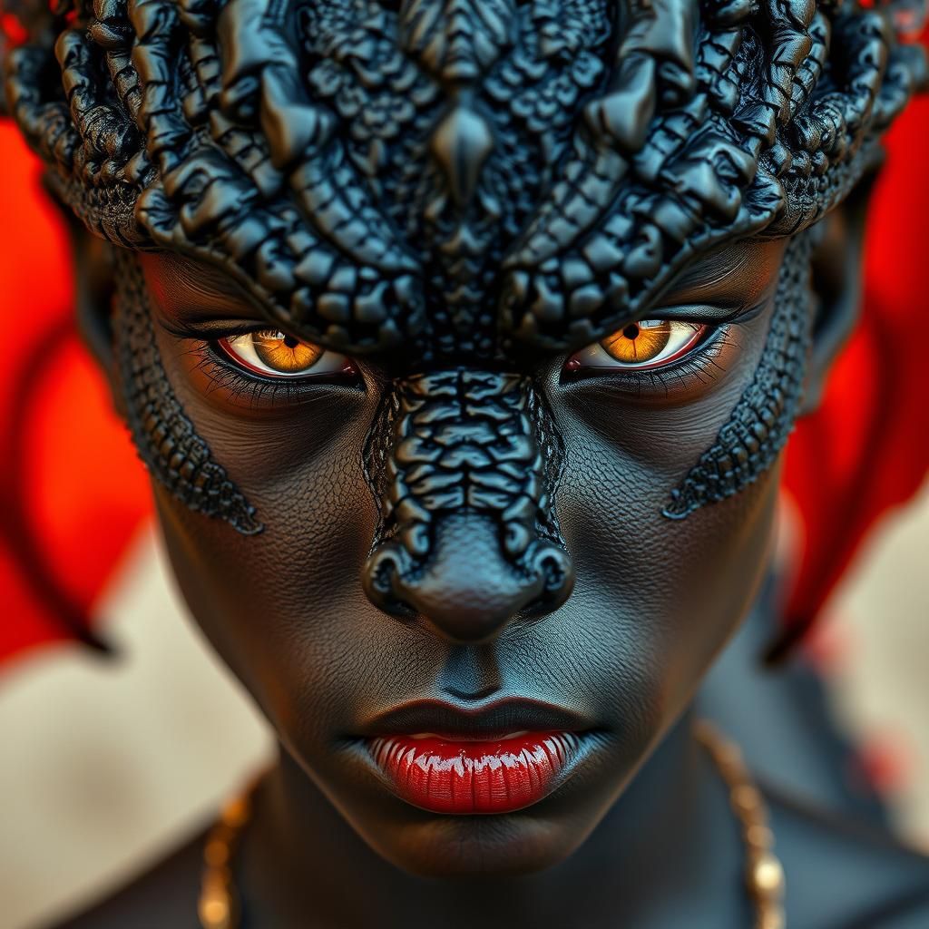 Fearsome Dragon Boy Portrait in Psychedelic Style