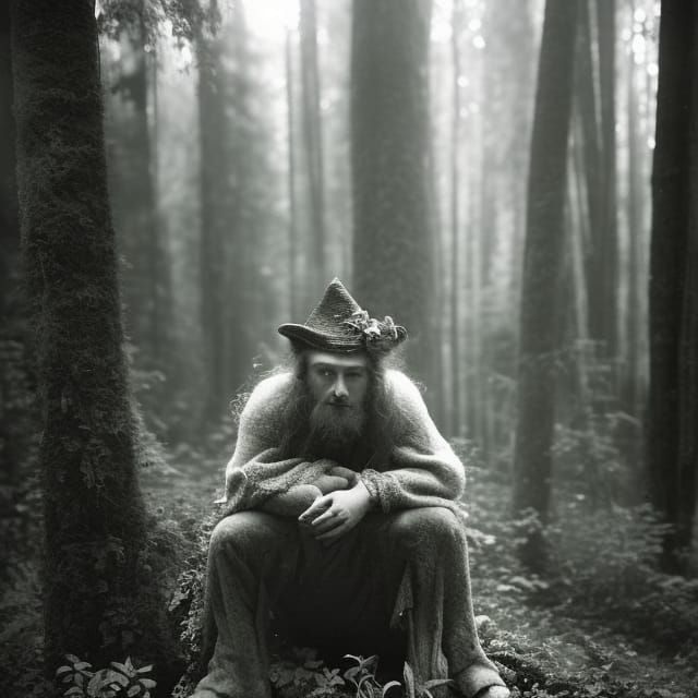 Monochrome Forest Troll in Enchanted Woods