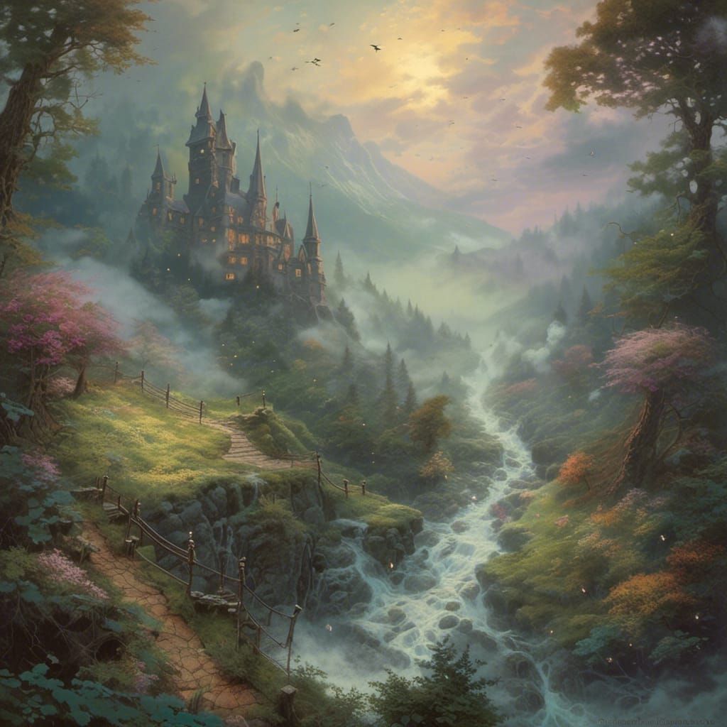 Ghosts Fly Through Dark Fairytale Forest