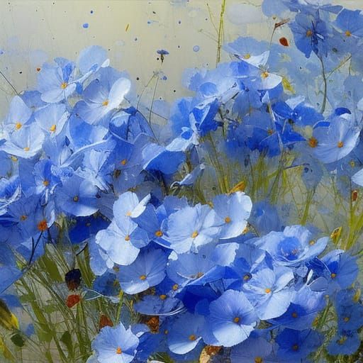 Blue Flowers in Watercolor Style