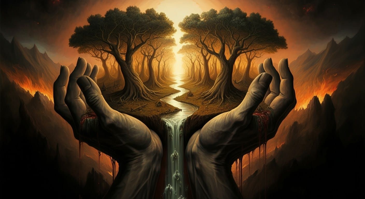 Renaissance Hands Hold a Forest of Fire