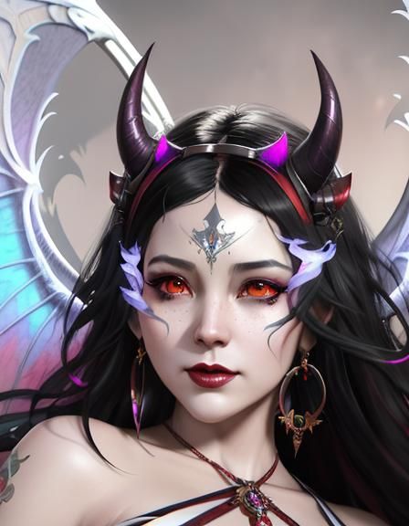 Fantasy Bard Girl with Devil Wings