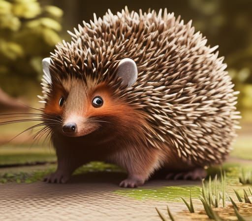 Detailed Hedgehog Portrait in Digital Art Style