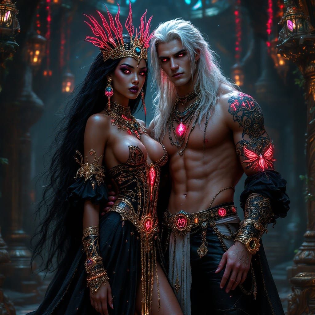 Ethereal Vampire Queen in Dark Fantasy Wonderland