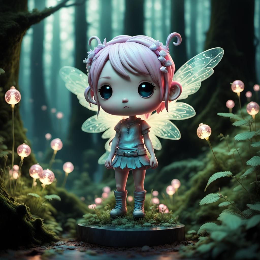 Chibi Pixie Bobblehead in Enchanted Forest