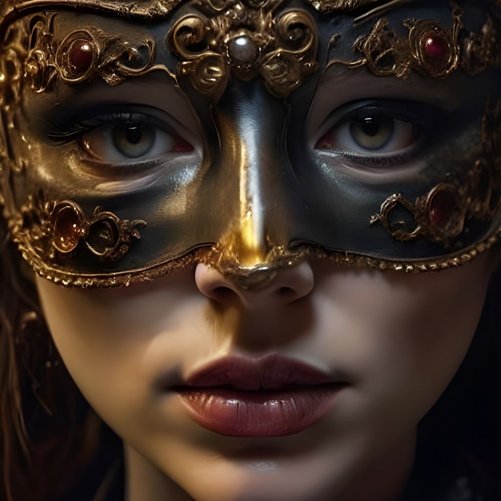 Gorgeous Masked Woman in Hyperrealistic Close-Up
