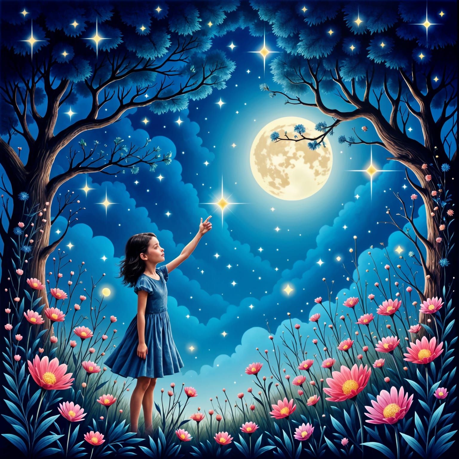 Magical Starlight Moment in Dreamy Watercolor Style