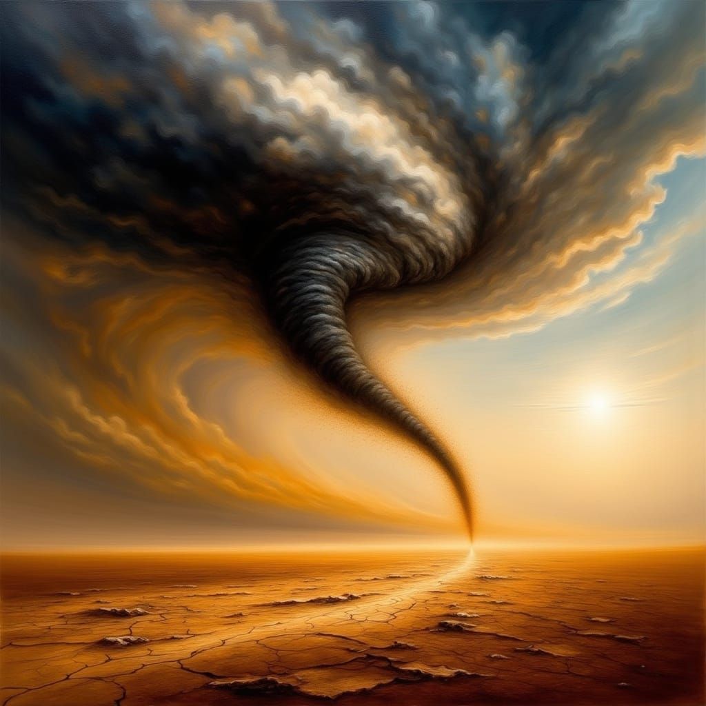<lora:Paintings Flux:1.0>a twister,  tornadic image of the p...