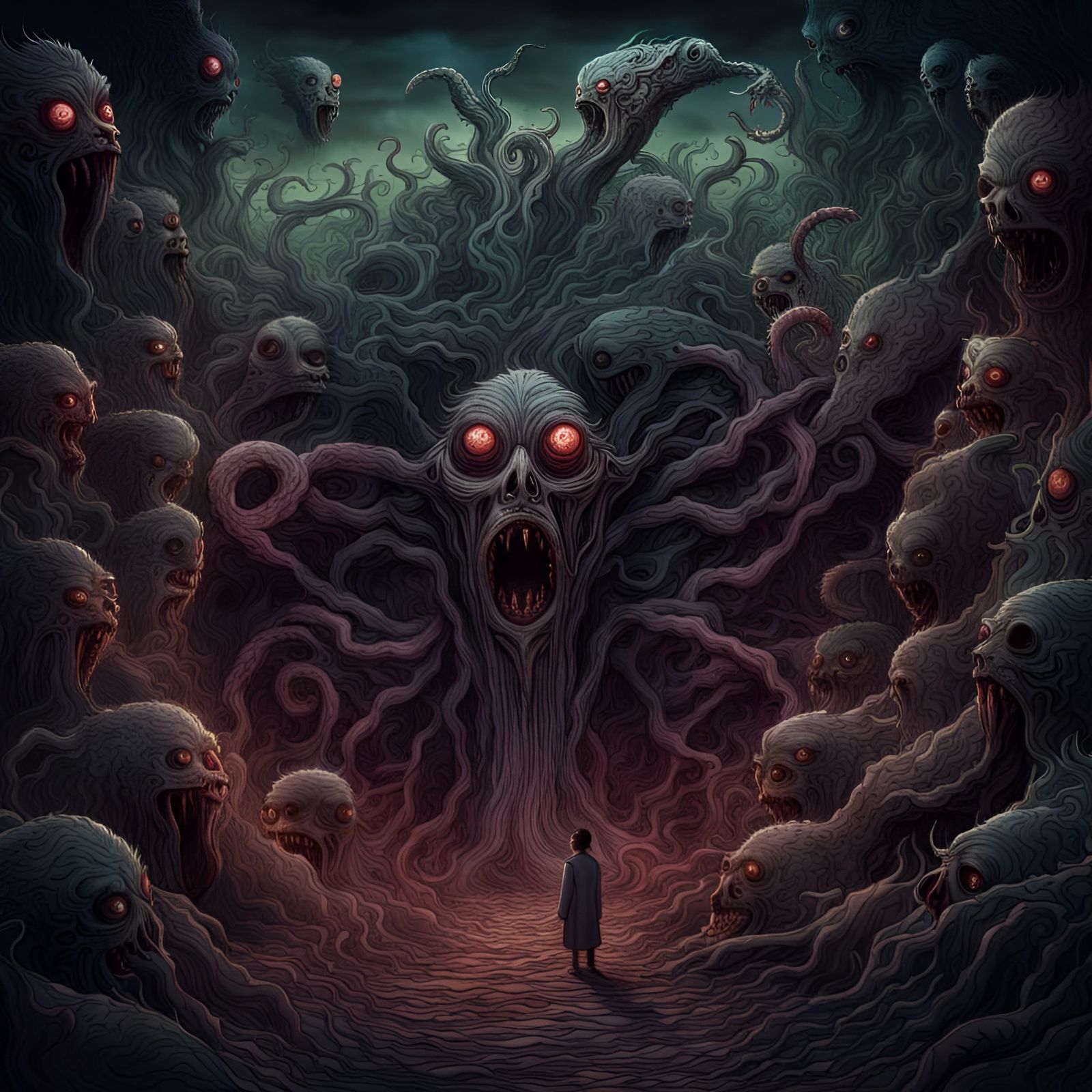 Demonic Ghost Monster in Junji Ito Style