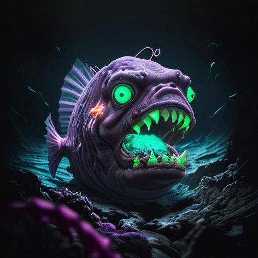 Zombie Anglerfish with Bioluminescent Lures in the Deep