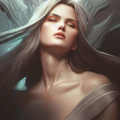 Evil Angel Portrait in Hyperdetailed Style