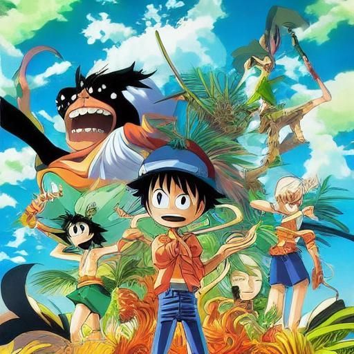 Nami on Tropical Beach in Anime Style