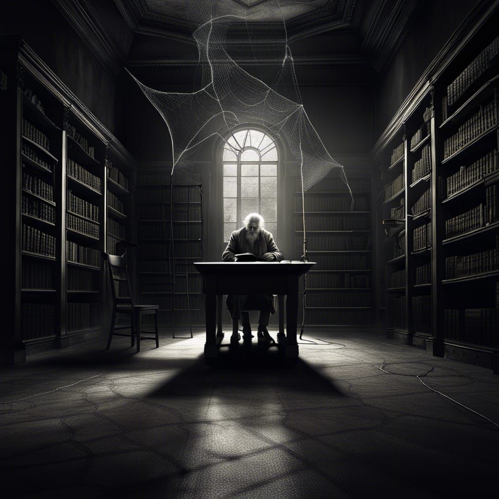 Dusty Old Man Reads in Abandoned Future Library