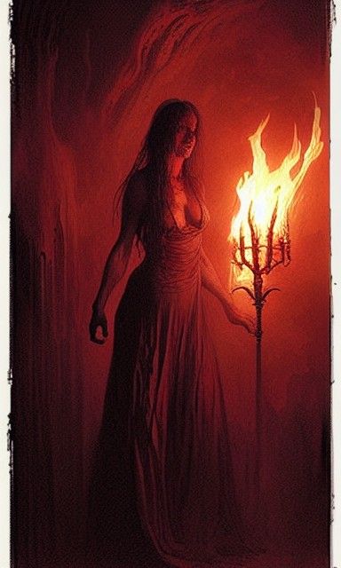 Burning Woman: Dark Gothic Horror Art