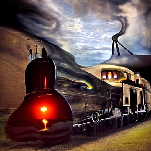 Surreal Steam Train Lights Up the Night in Oil